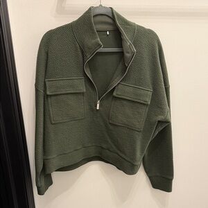 Forest Green Women's Quarter-Zip Sweatshirt